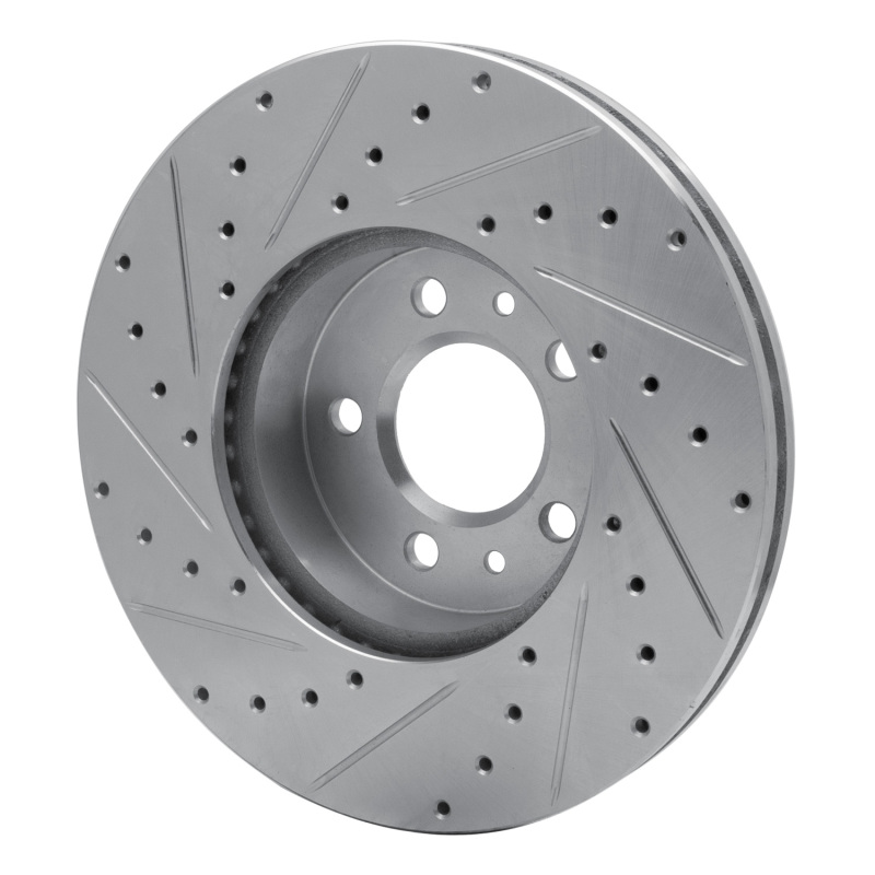 Ford Crown Victoria Brake Rotor (1) - Front Right - R1 Concepts - Drilled & Slotted - Silver - `98-`02